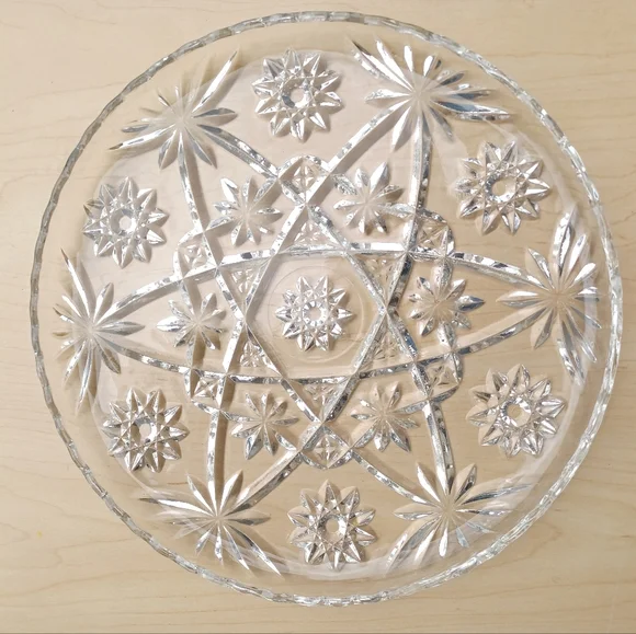 Vintage Anchor Hocking Star Of David Prescut Glass Plate 13.5" - Picture 12 of 15